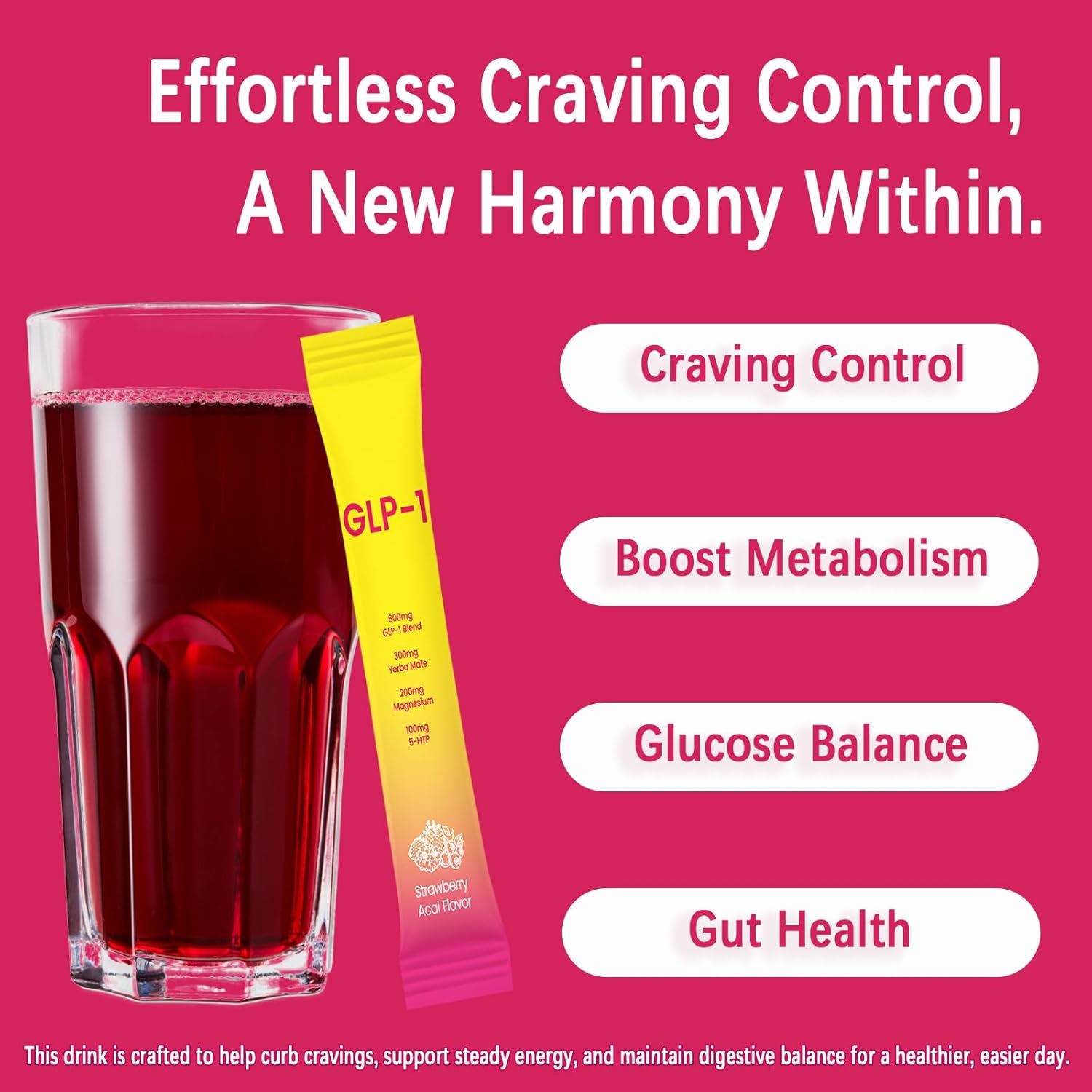 Cutting Drink Mix, Strawberry Açaí Flavor, 30 Servings | Berberine, Chromium, 5-HTP, Yerba Mate, Magnesium